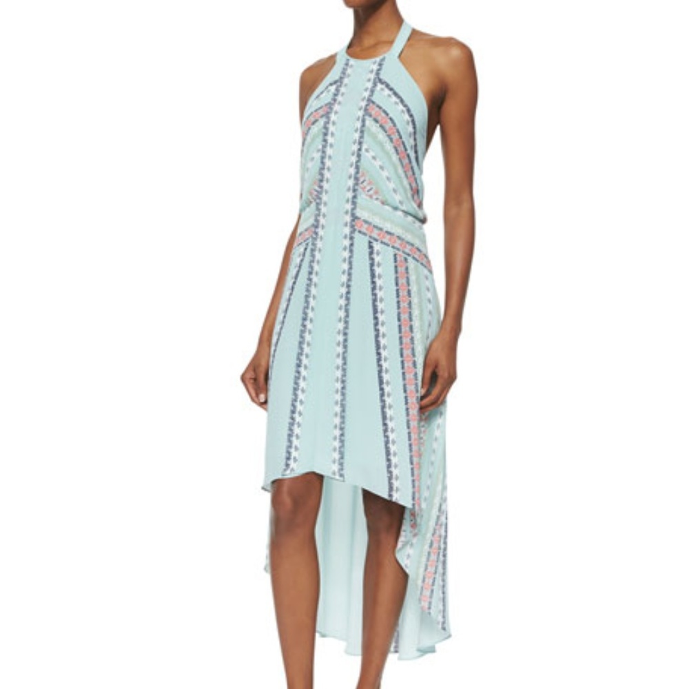 BcbgMaxzria Ginevia Scarf Print Hi-Low Hem Halter